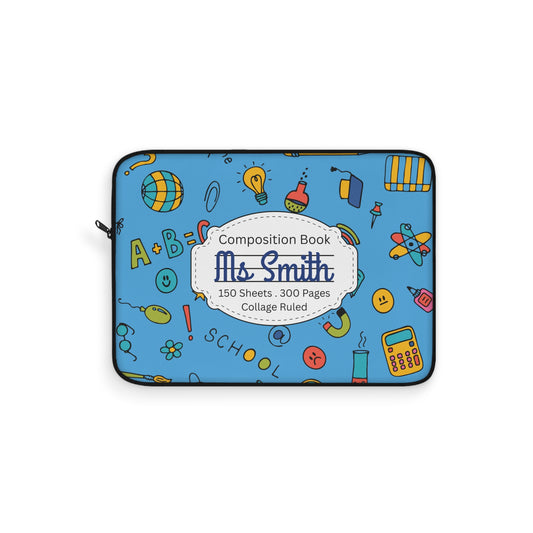 Personalized Classroom Couture Laptop Sleeve with Composition Book Inspired Design, Educational Gift for Teachers, Classroom Organization, Back to School, Unique Teacher Accessory
