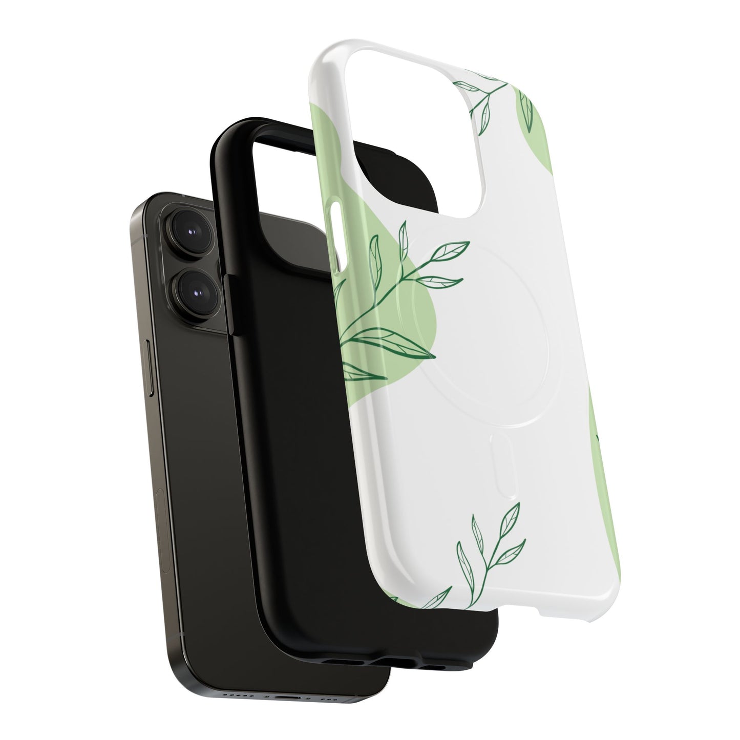 Stylish Tough iPhone Magnetic Cases with Leaf Design, iPhone Protection Cases, Greenery iPhone Covers, Eco-Friendly iPhone Accessories, Gift for Her.