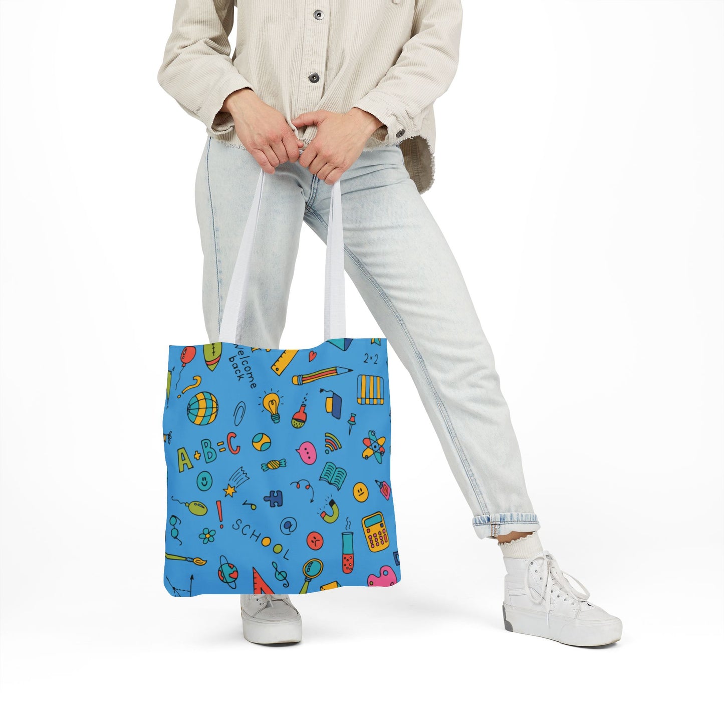 Personalized Classroom Couture Composition Book Inspired Canvas Tote Bag with Colorful Straps, Cute School Bag, Eco-Friendly Tote, Back to School Shopping Bag, Teacher Gift Idea
