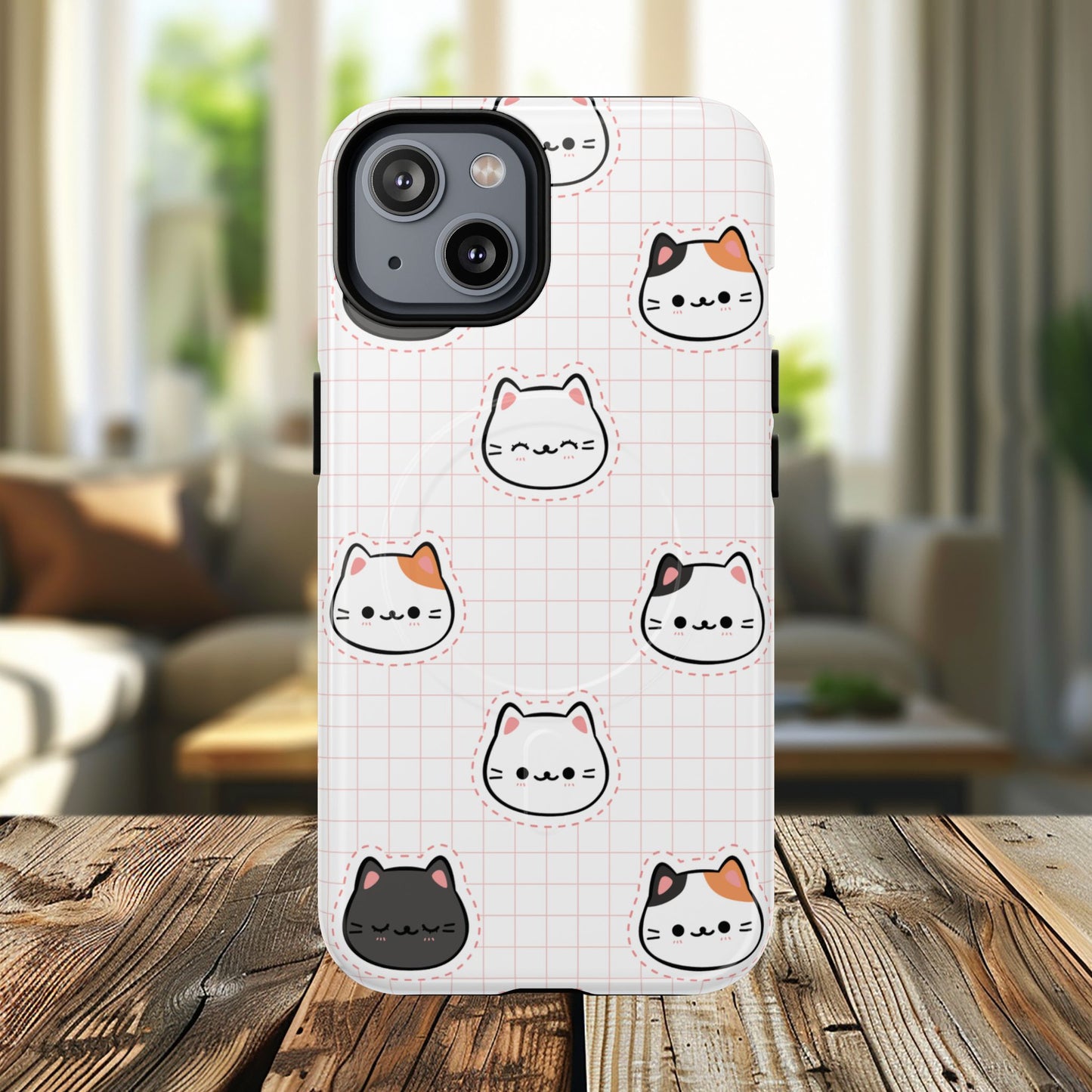 Cute Cat Tough Magnetic Case, iPhone Cover, Cat Lover Gift, Cute Cat Accessories, Pet-Themed iPhone Case