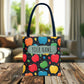 All-Over Apple Print Personalized Tote Bag — Durable Everyday Carry (3 Sizes, 5 Handle Colors)