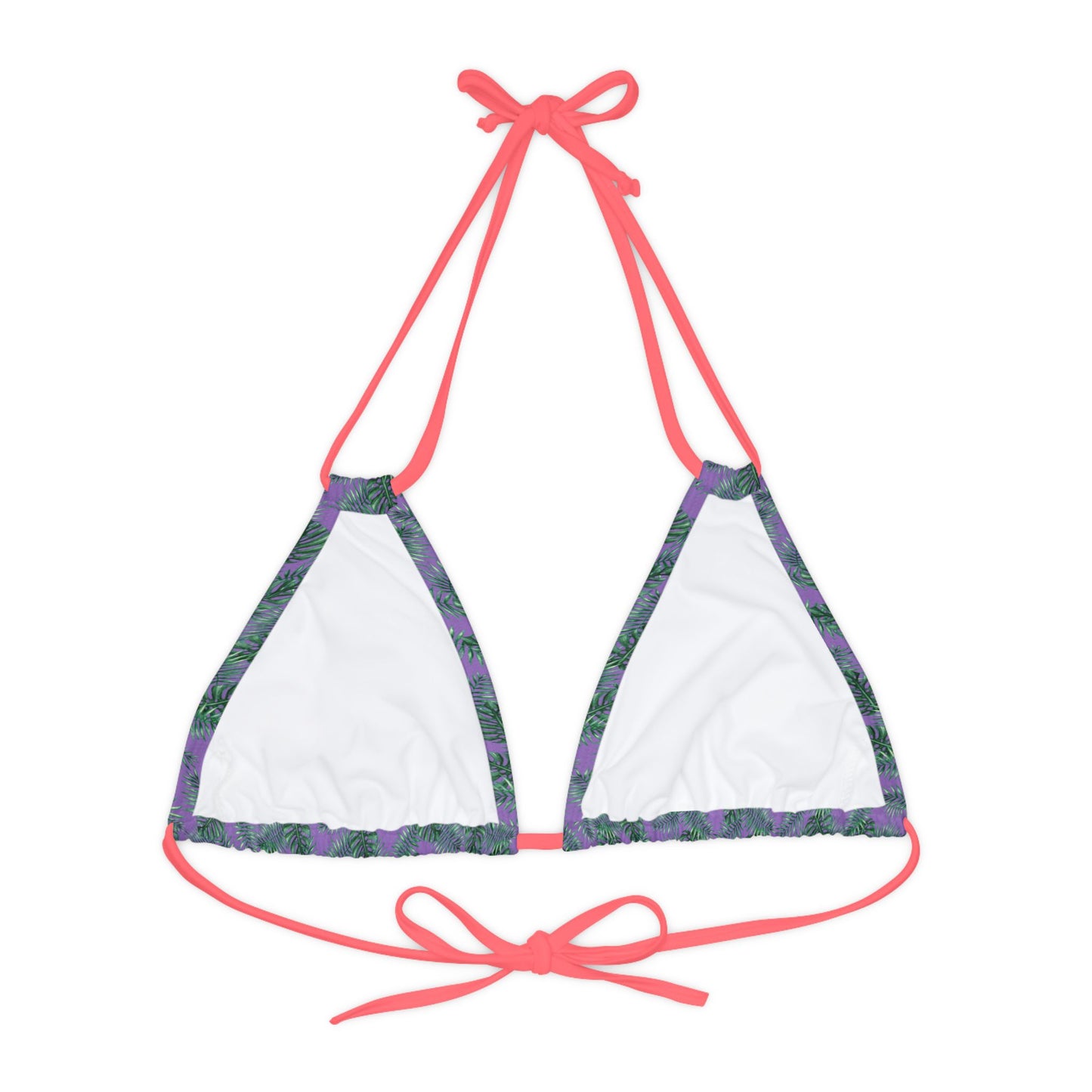 Purple Tropical Bliss Strappy Triangle Bikini Top (AOP)- (PY)