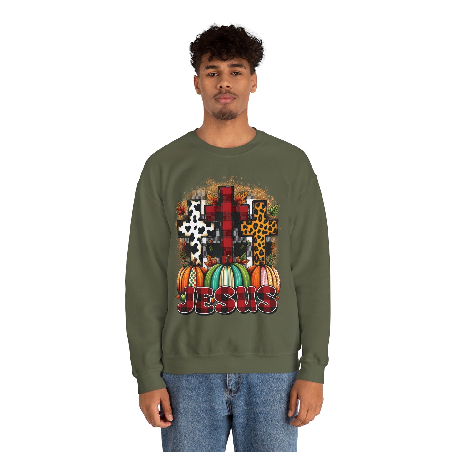 Faithful Harvest Cross Unisex Heavy Blend™ Crewneck Sweatshirt