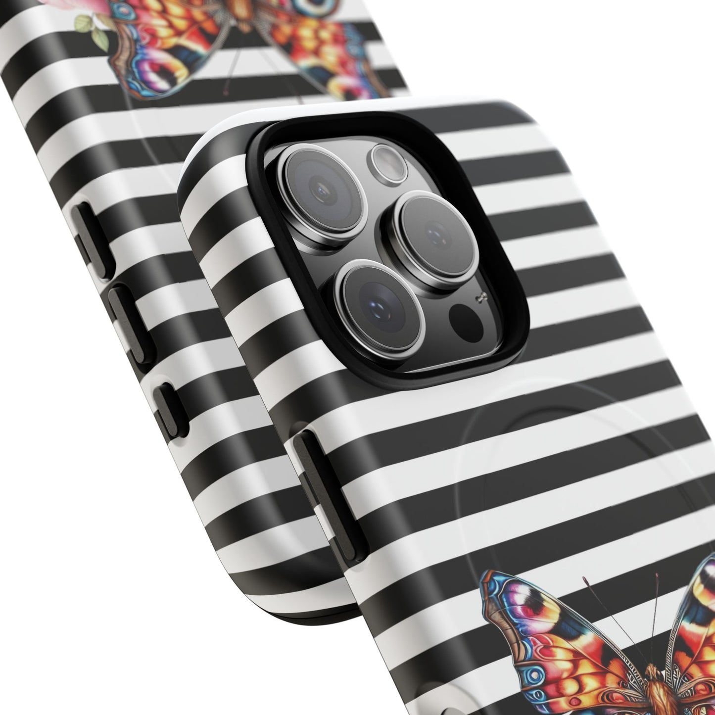 Butterfly & Roses Tough iPhone Magnetic Case, Floral iPhone Cover, Nature-Inspired, Gift for Her, Trendy Accessories