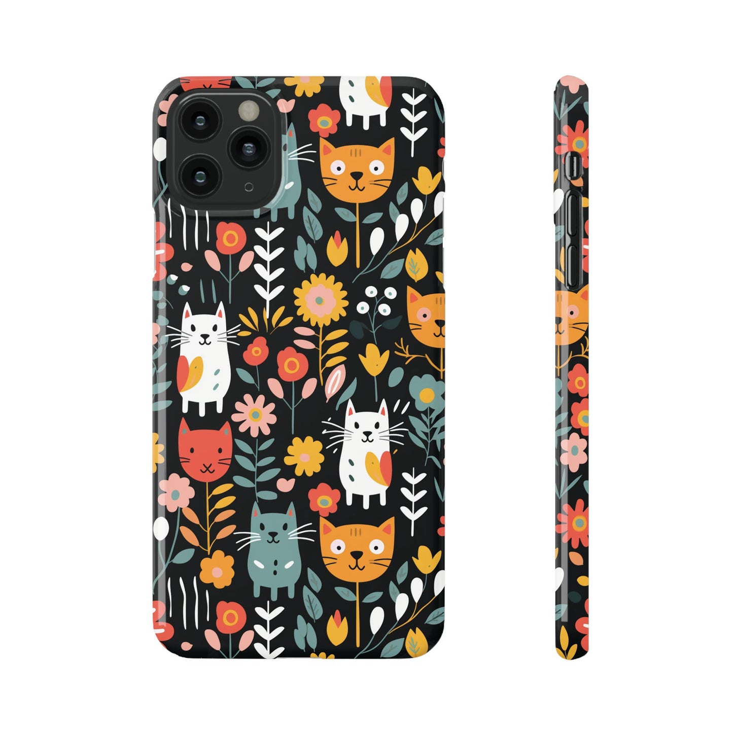 Whimsical Feline Garden Slim Cases for iPhone and Samsung Phones