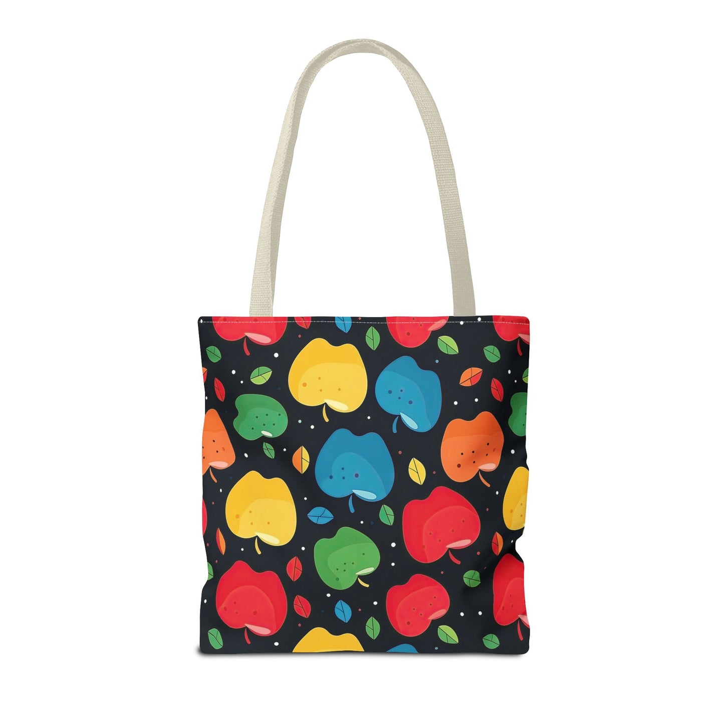 All-Over Apple Print Personalized Tote Bag — Durable Everyday Carry (3 Sizes, 5 Handle Colors)