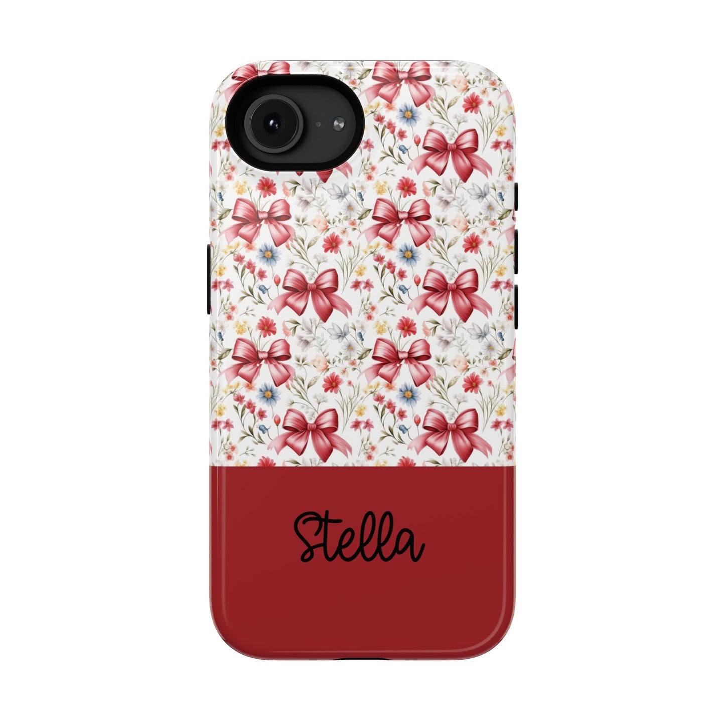 Personalized Rosette Coquette Floral Bow iPhone and Samsung Impact-Resistant Case — Custom Name Case