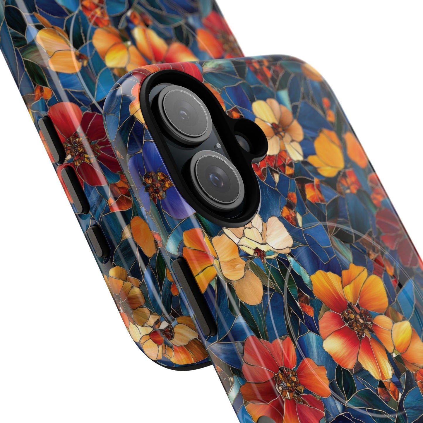 Cathedral Petals Tough Magnetic iPhone Case, Durable, Stylish, Unique Floral Design, Gifts for Her, Birthday, Everyday Use, Stained Glass iPhone Case.