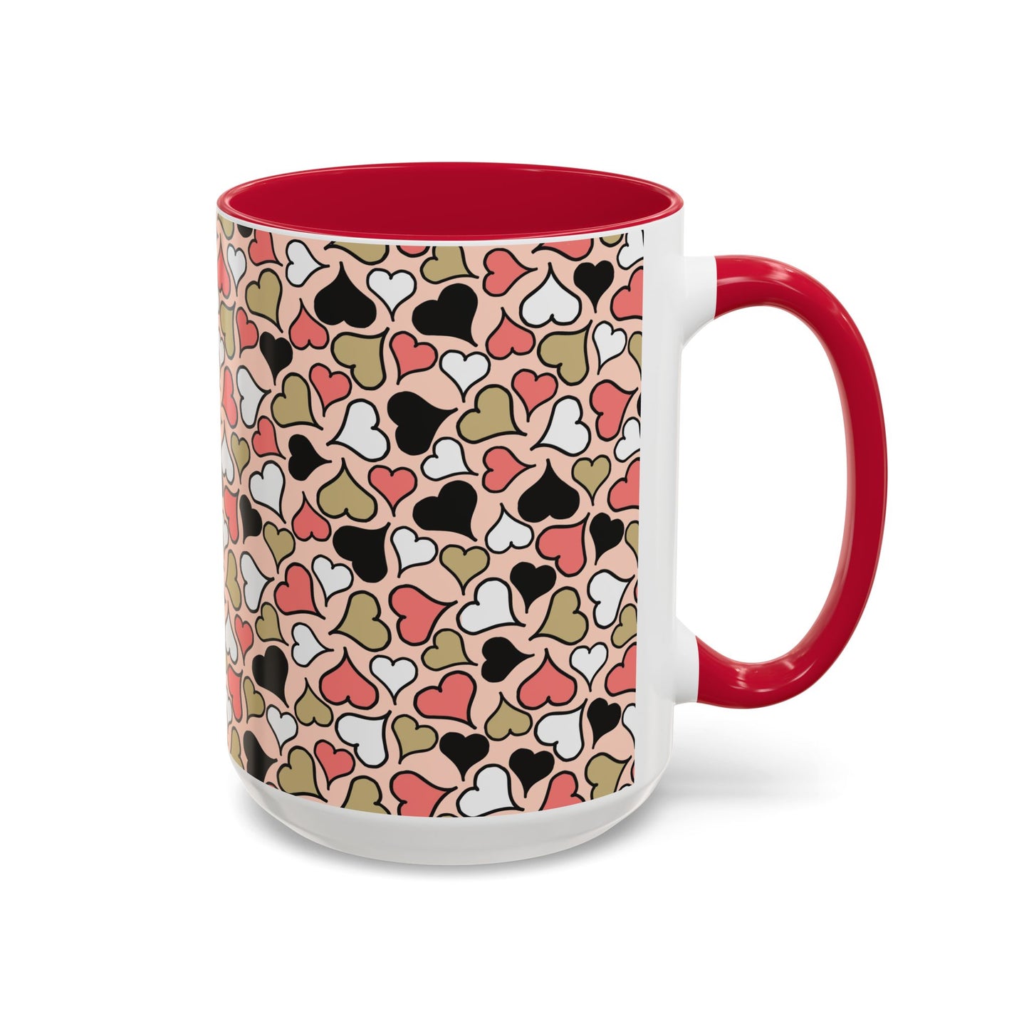 Heart Patterned Coffee Mug - Colorful Love Design, Perfect for Gifts & Celebrations