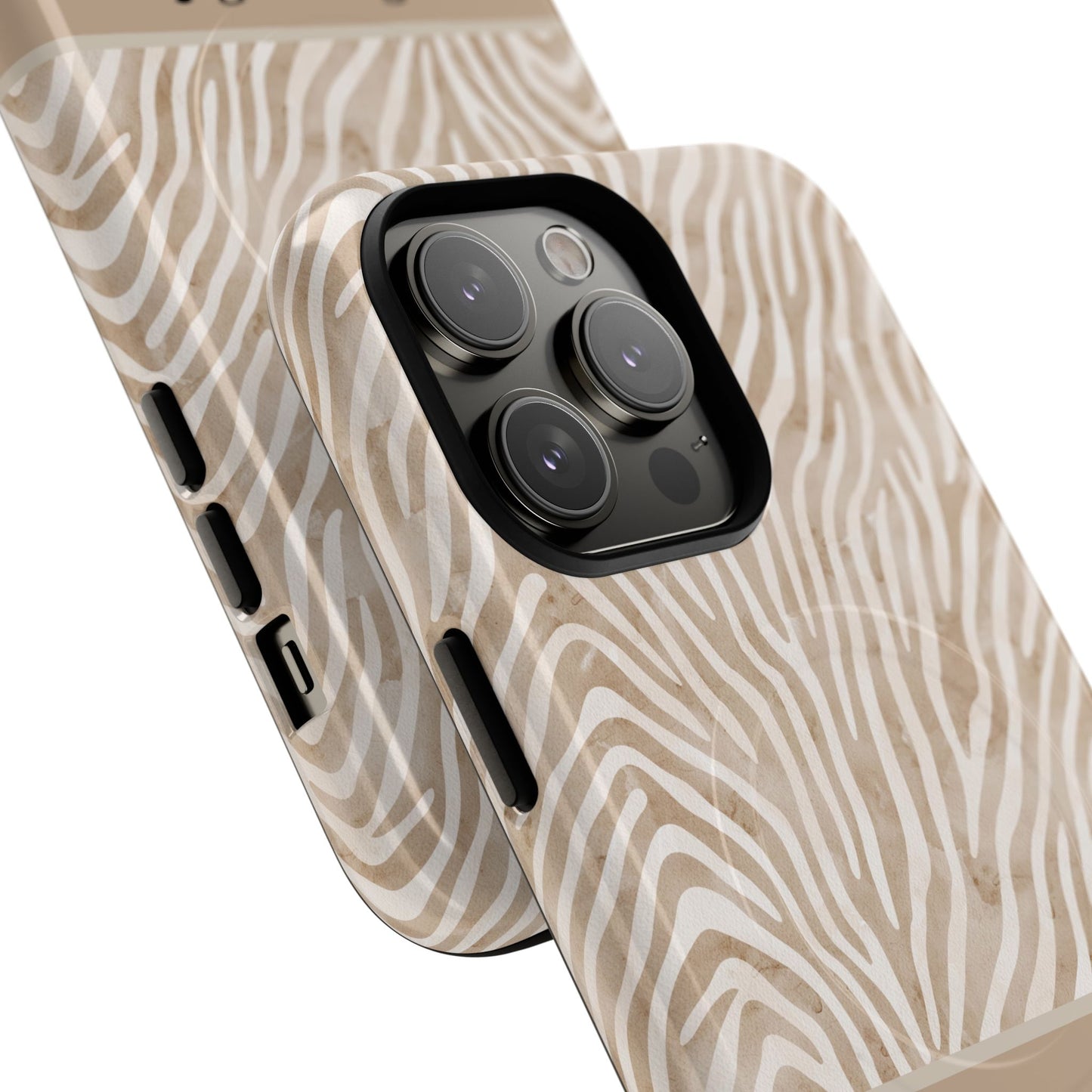 Personalized Zebra Animal Print Cover, Tough Magnetic MagSafe® iPhone® 13, 14, 15, 16, 17, Pro, Pro Max, Plus Cases (Custom Name).