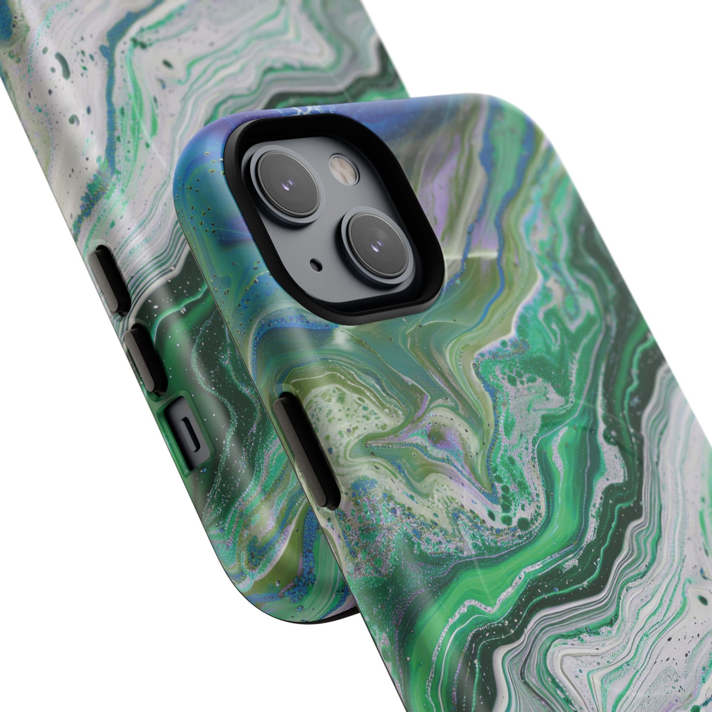 Marbled Tough iPhone Case, Magnetic Protector, Stylish Tech Accessory, Durable iPhone Cover, Unique Gift Idea