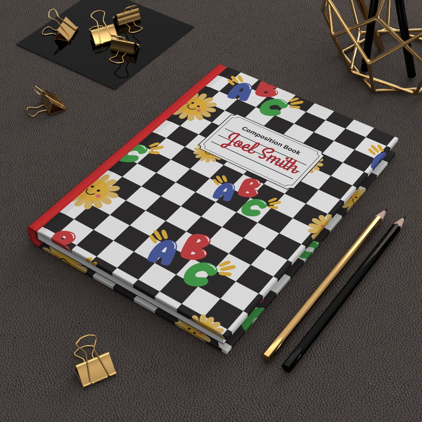 Custom Schoolyard Chic Composition Book Inspired Ruled Hardcover Journal for Kids, Fun School Notebook, Customizable Composition Book, Back to School Gift, Learning Organizer