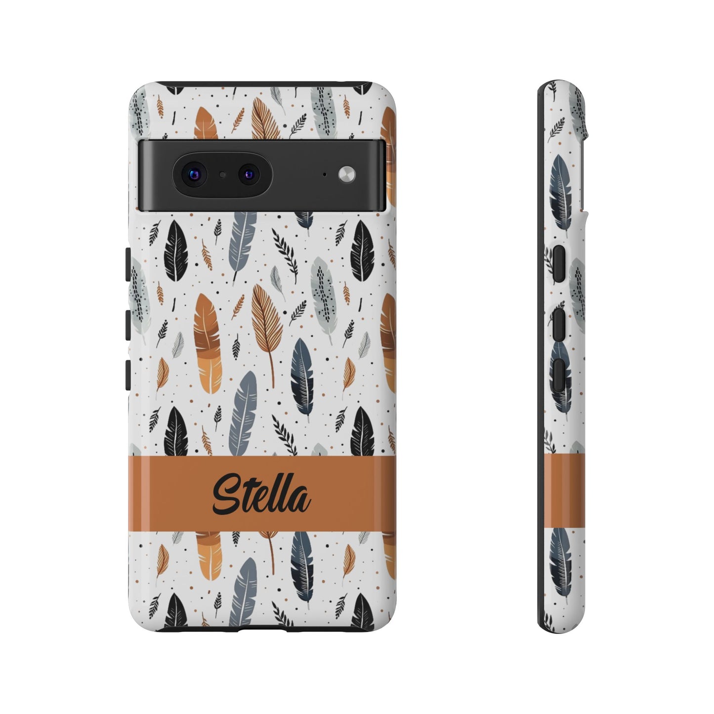 Personalized Whispering Feathers Samsung, Google Pixel and iPhone Case, Custom Name Case.