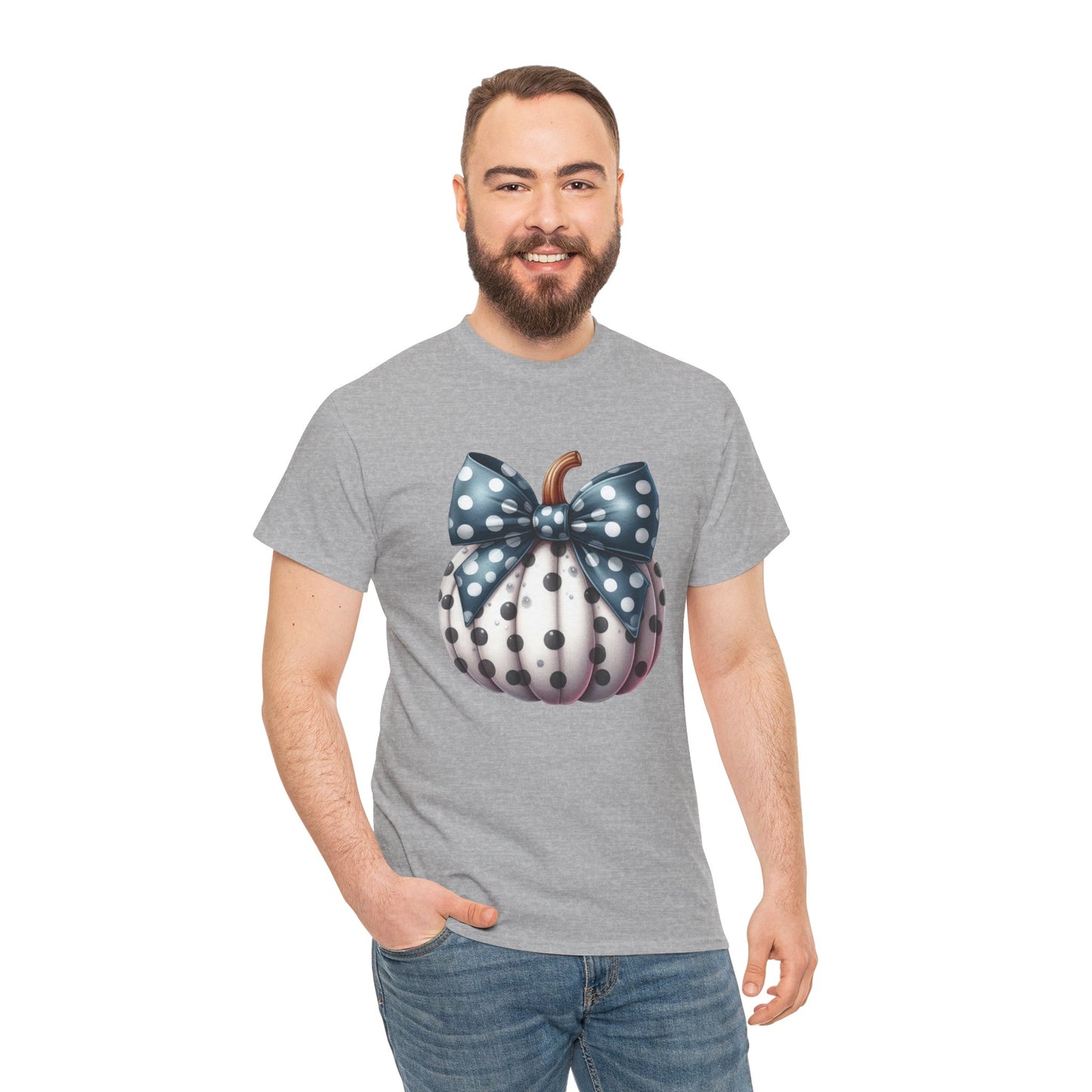 Polka Dot Pumpkin Charm Unisex Heavy Cotton Tee