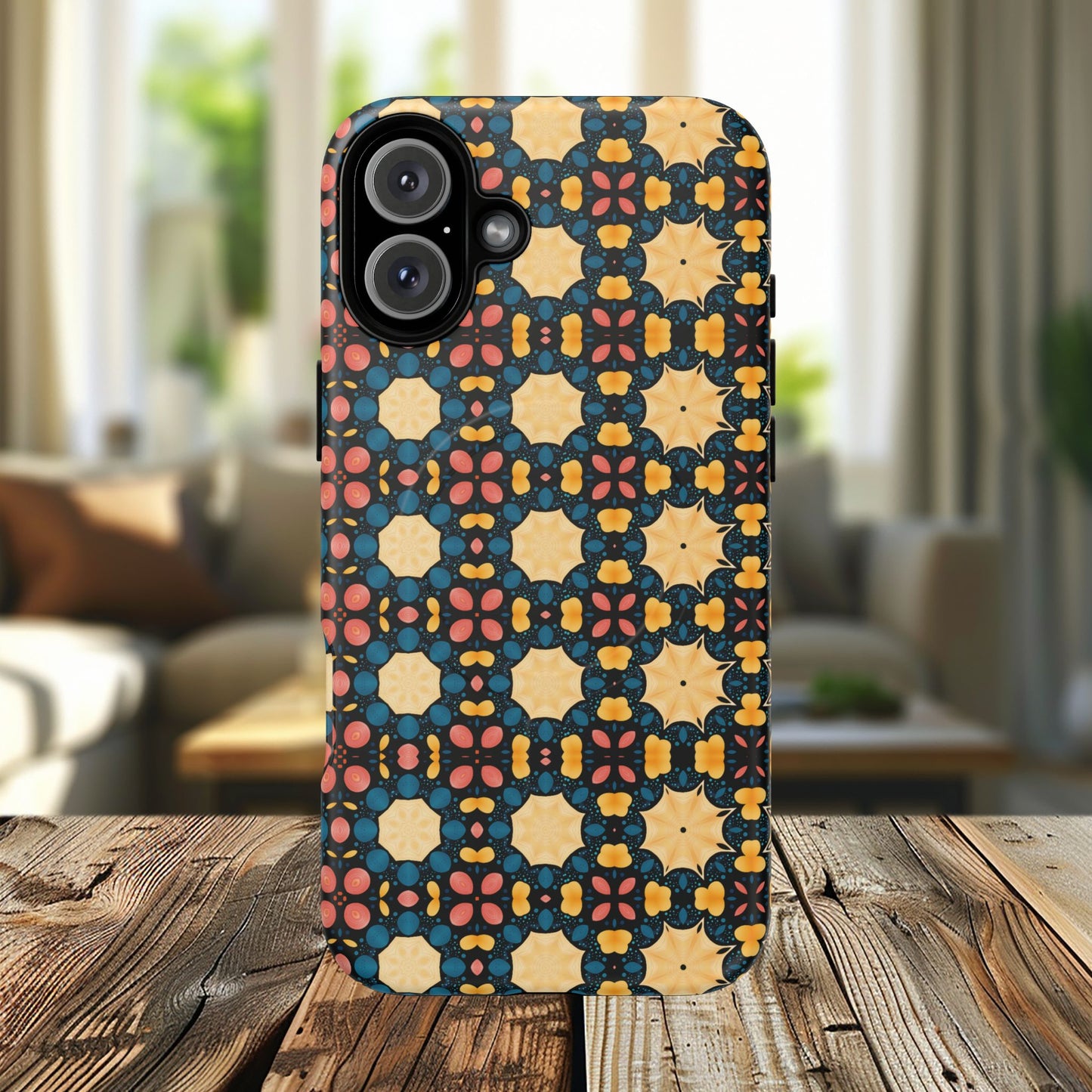 Celestial Spice Tiling Colorful Tough Magnetic iPhone Case, Unique iPhone Cover, Artistic Mobile Shell, Durable Design Accessory, Trendy Gift Idea, MagSafe® iPhone Case.