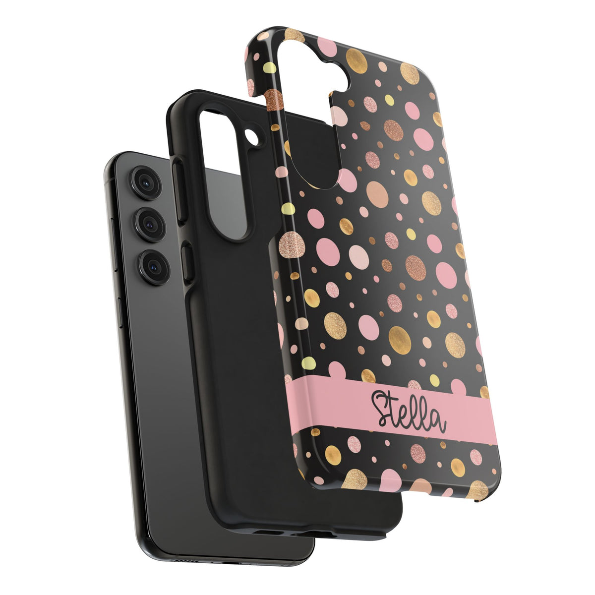 Personalized Gold & Pink Confetti Tough Phone Case — Glitter Dot Protective Phone Cover