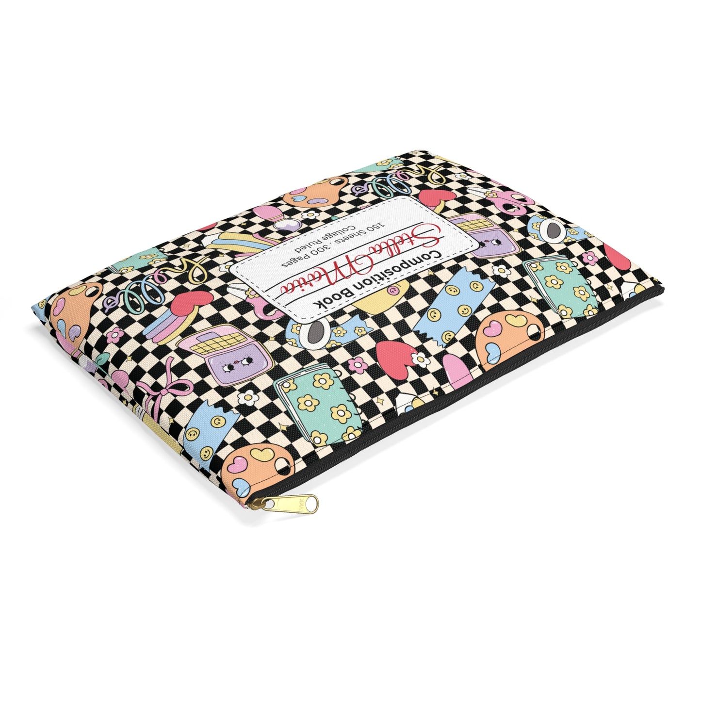 Personalized Black Doodle Daydream Composition Book Inspired Accessory Pouch, Kids School Supplies, Classroom Organizer, Teacher Gift, Fun Stationery Case, Back to School