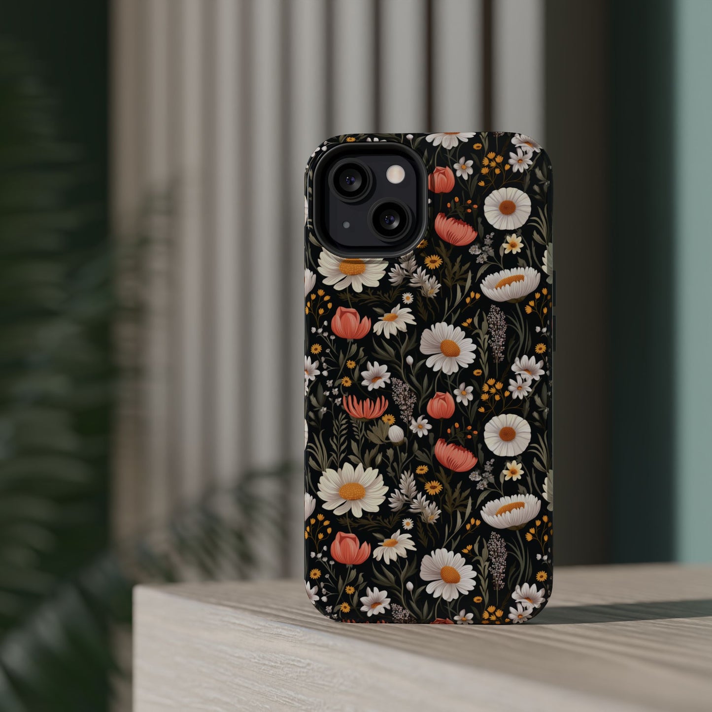 Blossom Elegance: Noir Garden Magnetic Tough iPhone Cases