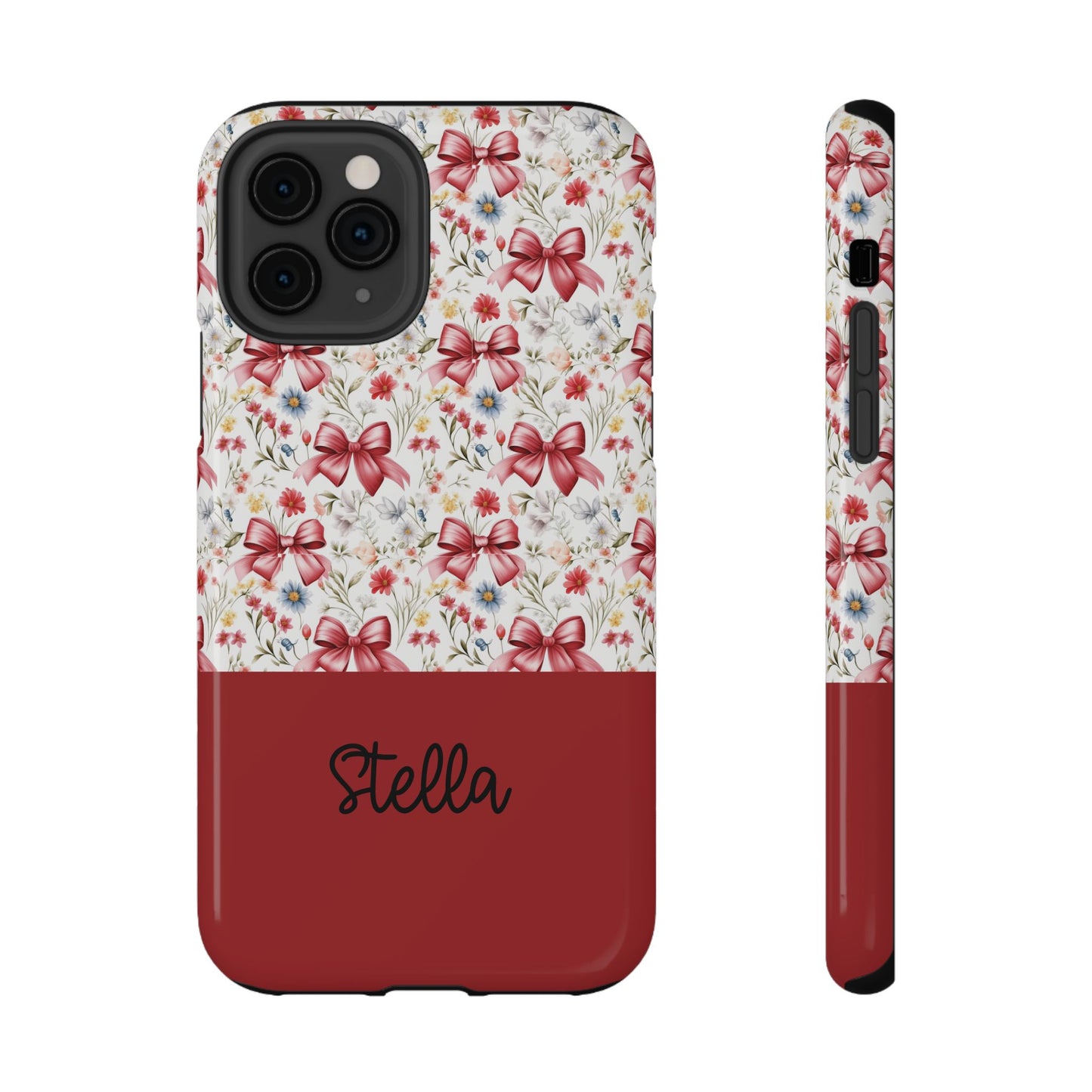 Personalized Rosette Coquette Floral Bow iPhone and Samsung Impact-Resistant Case — Custom Name Case