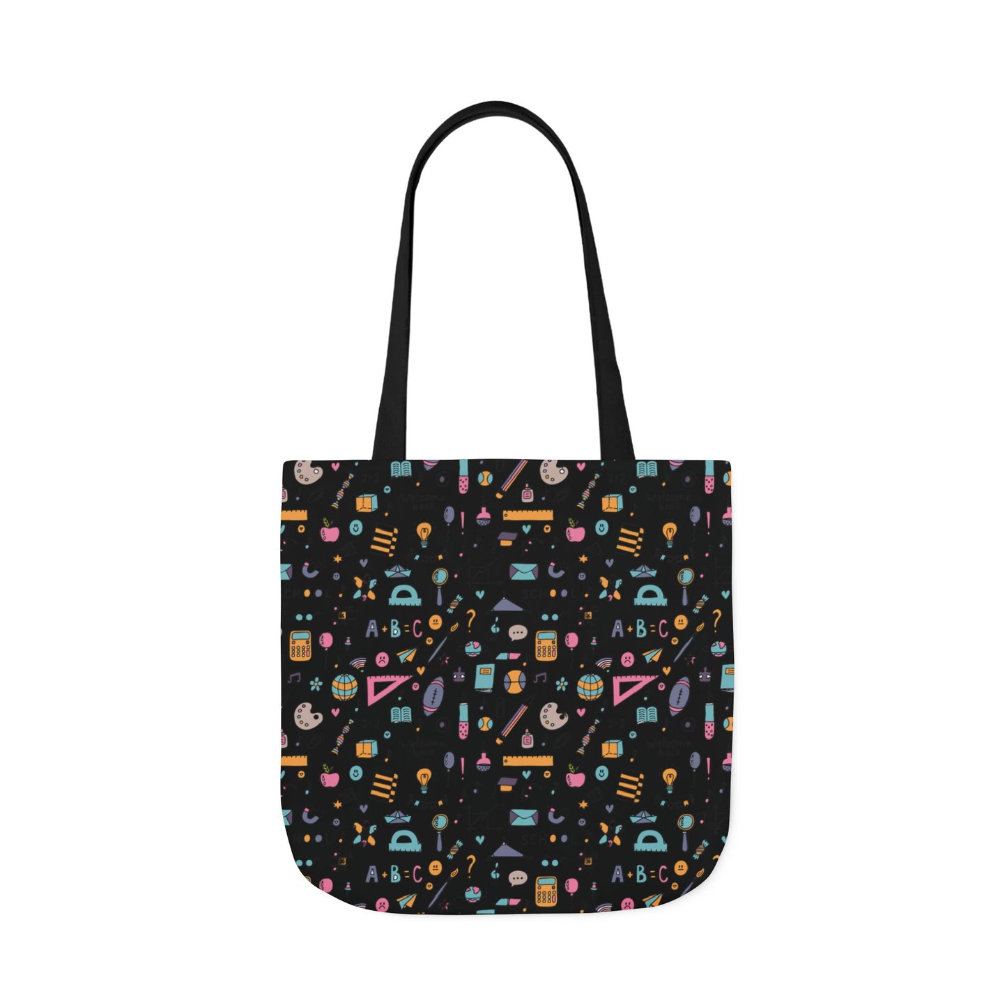 Personalized Chalkboard Chic Composition Book Inspired Canvas Tote Bag with Colorful Straps, Cute School Bag, Eco-Friendly Tote, Back to School Shopping Bag, Teacher Gift Idea