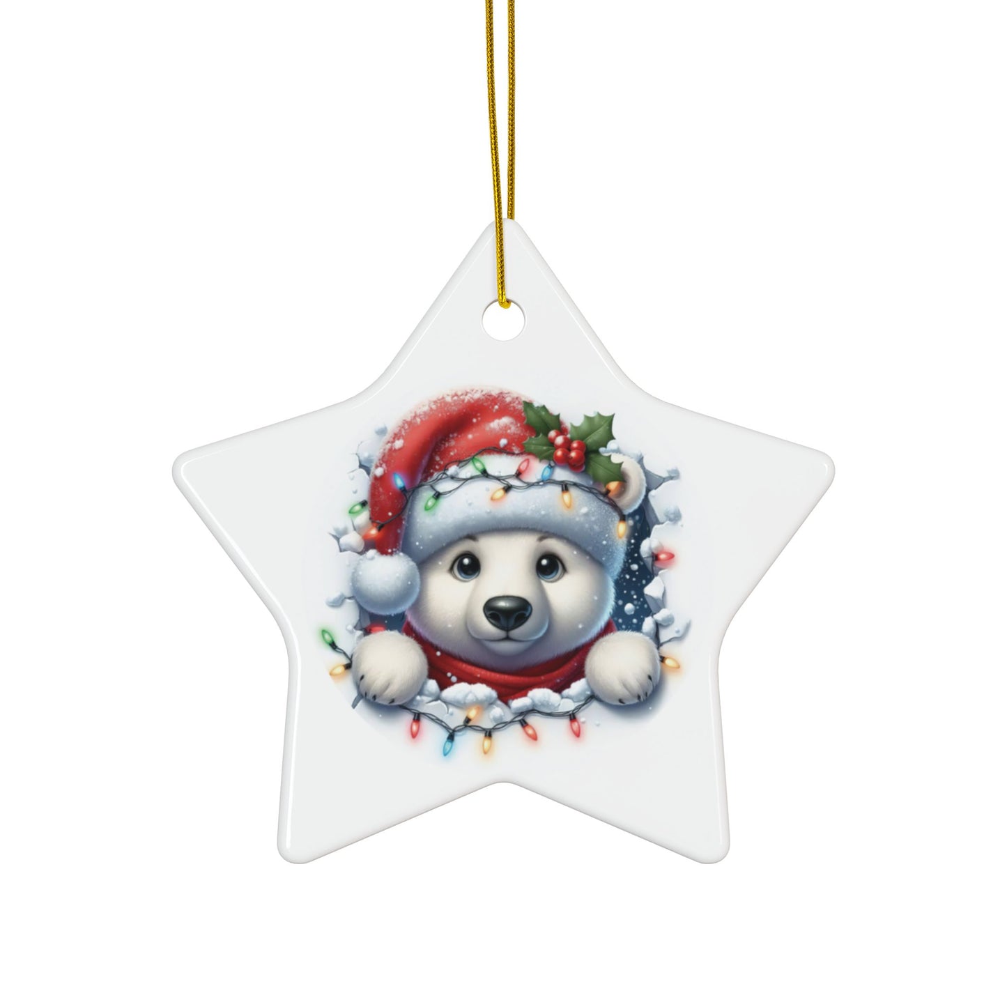 Polar Bear Ceramic Ornaments, 2-Side Print, (1pc, 3pcs, 5pcs, 10pcs)