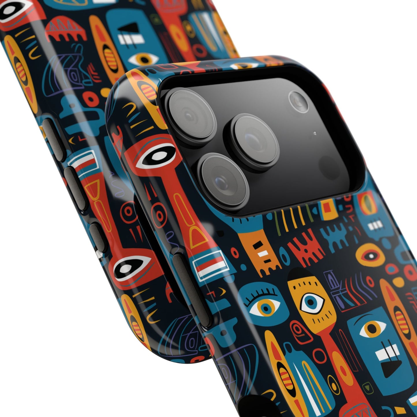 Personalized Colorful Abstract Faces Clear Impact-Resistant Case