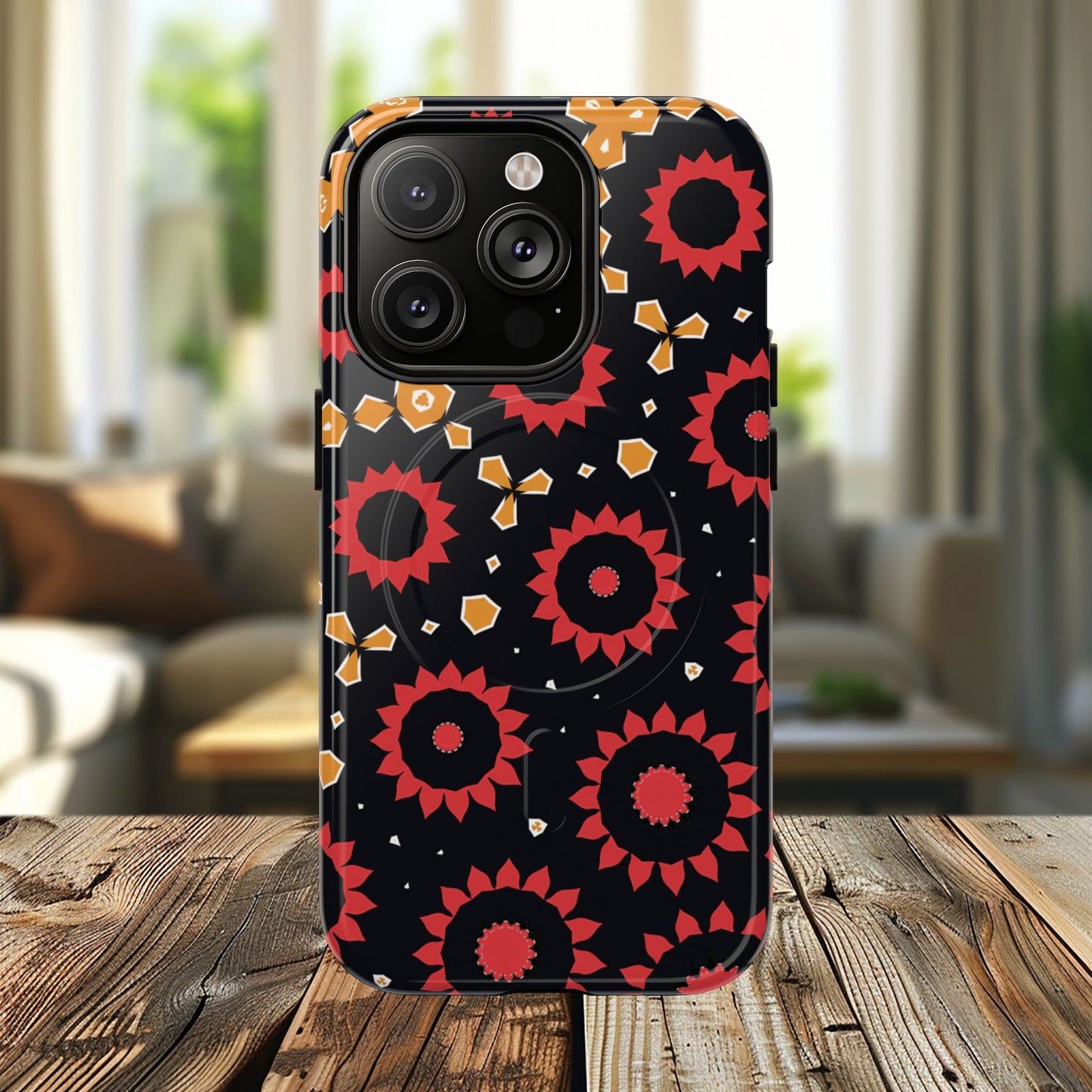 Midnight Ember Bloom Tough Magnetic iPhone Case, Bohemian Floral Design, Stylish iPhone Protection, Gift for Her, Trendy iPhone Accessories