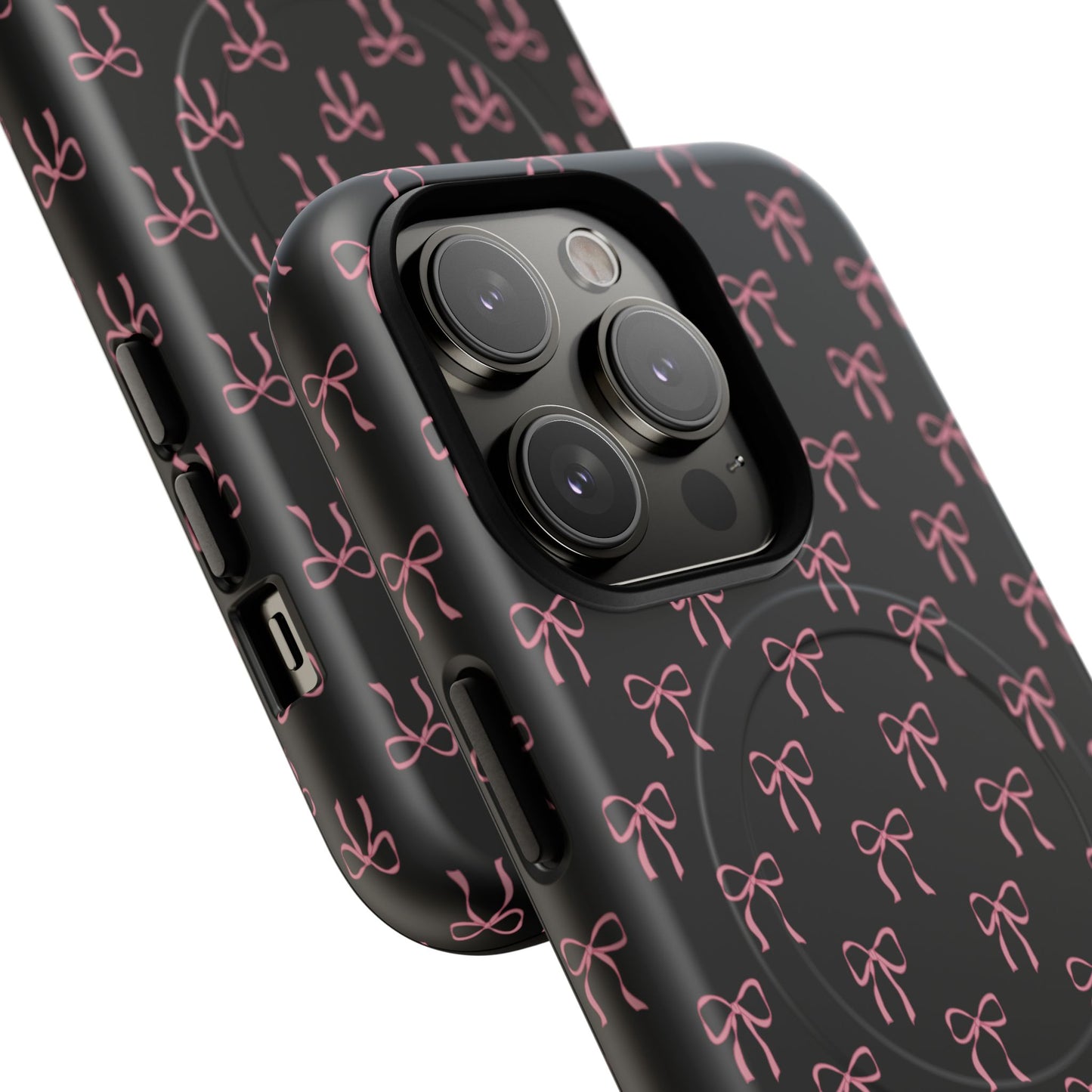Coquette Chic Bow-Patterned Tough Magnetic iPhone Case, Stylish Gift for Her, Protective iPhone Cover, Trendy Accessory, iPhone Birthday Gift, Fashionable Tech