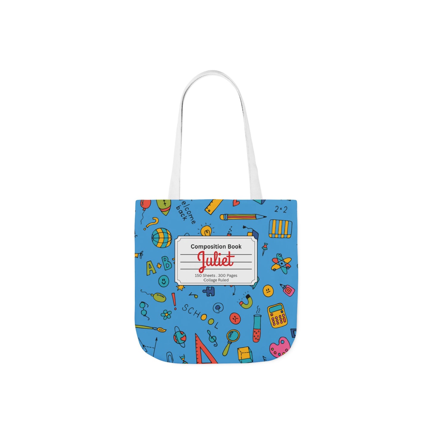 Personalized Classroom Couture Composition Book Inspired Canvas Tote Bag with Colorful Straps, Cute School Bag, Eco-Friendly Tote, Back to School Shopping Bag, Teacher Gift Idea