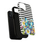 Pansy Parade Tough iPhone Magnetic Cases, Floral Tough Case, Striped iPhone Magnetic Cover, Phone Accessory, Gift for Nature Lovers