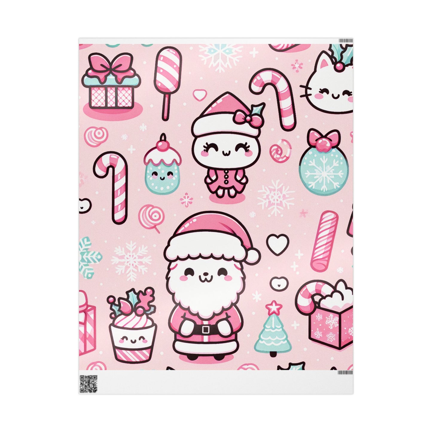 Wrapping Papers - Pink Santa Claus Holiday Collection - Matte or Glossy Finish - 90gsm Paper
