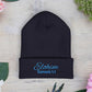 Teal Embroidered 'ELOHIM, GENESIS 1:1' Classic Cuffed Beanie - Cozy Winter Hat, Streetwear Accessory, Personalized Gifts, Religious Apparel, Unisex Beanie