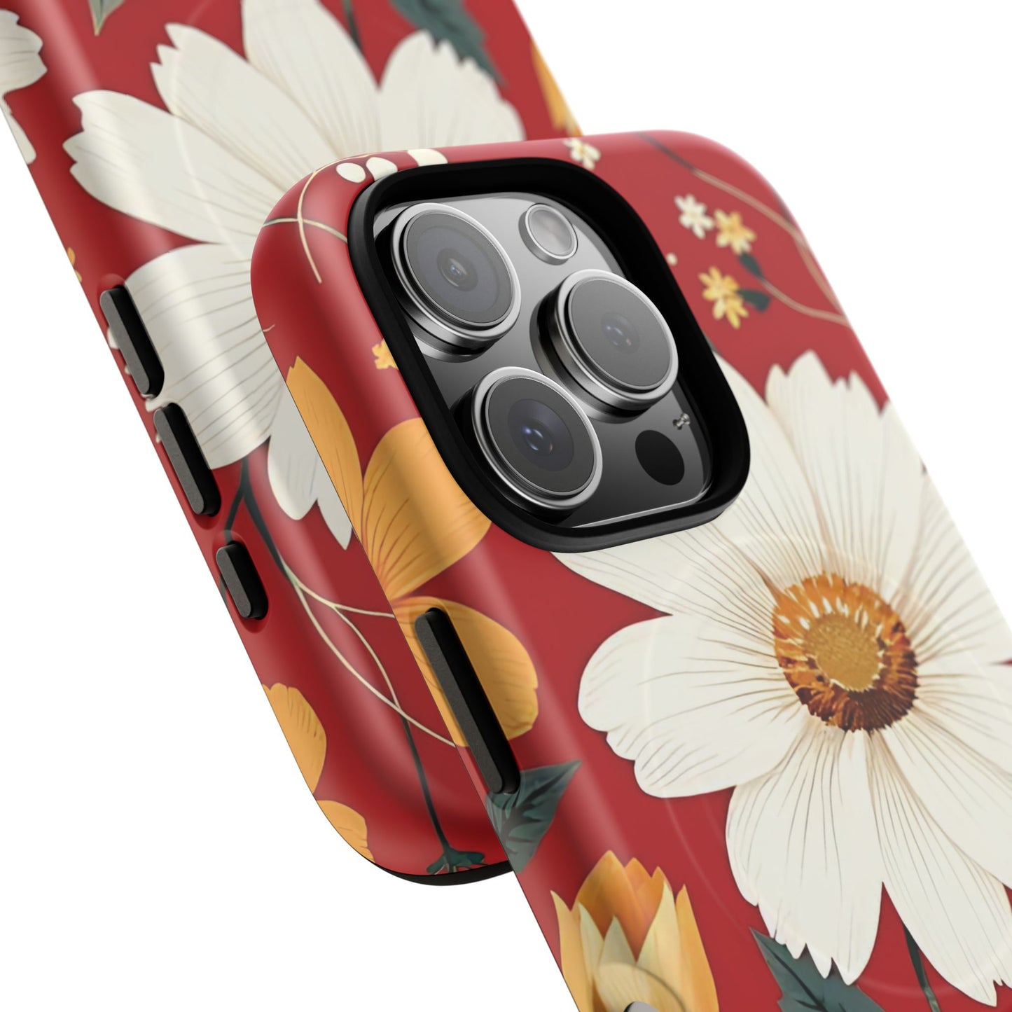 Floral Fusion Tough Magnetic Phone Case | Flower Design, Durable Protective Cover, Gift for Her, Spring Style, Unique Phone Accessory.