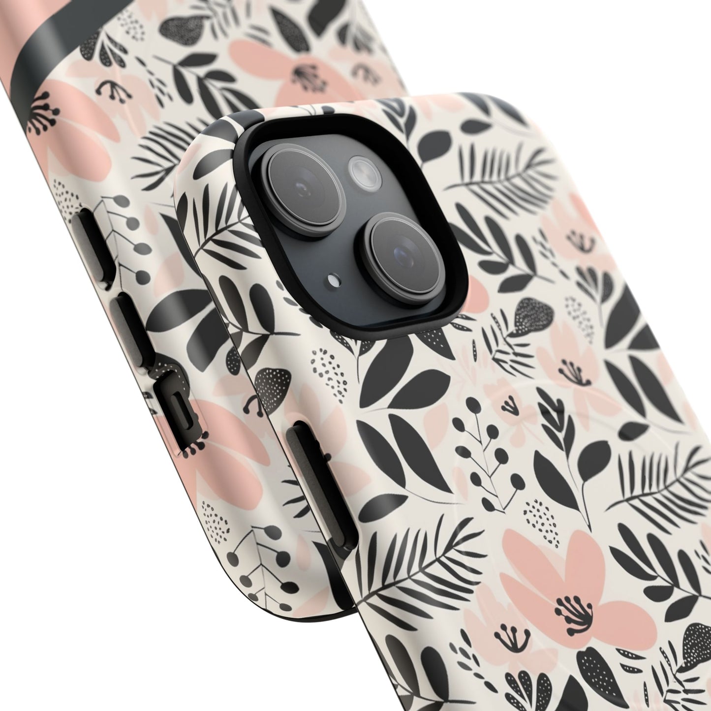 Personalized Floral Blush Garden Whisper Tough Magnetic MagSafe® iPhone® 13, 14, 15, 16, 17, Pro, Pro Max, Plus Cases (Custom Name).