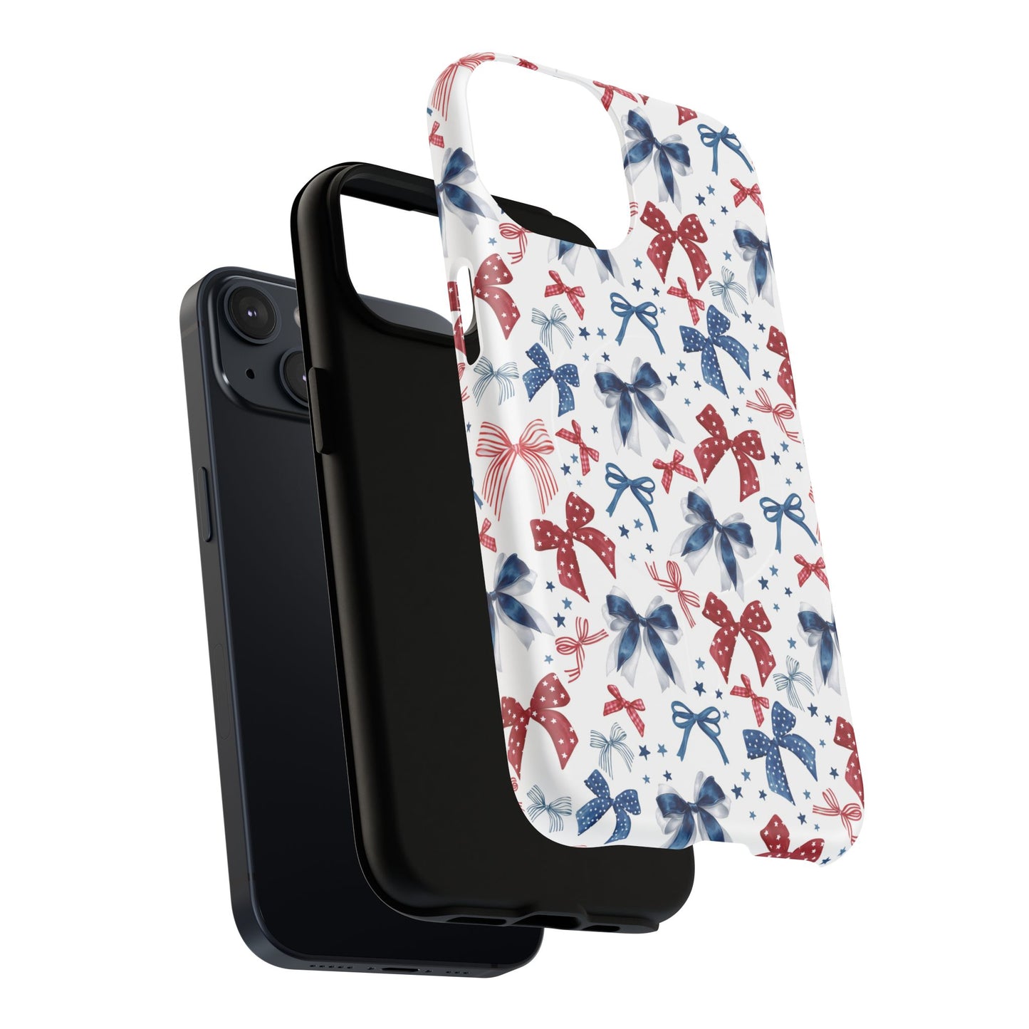 Patriotic Coquette Tough iPhone Magnetic Case, Stylish Gift for Her, Summer Celebrations, Cute Bow Design