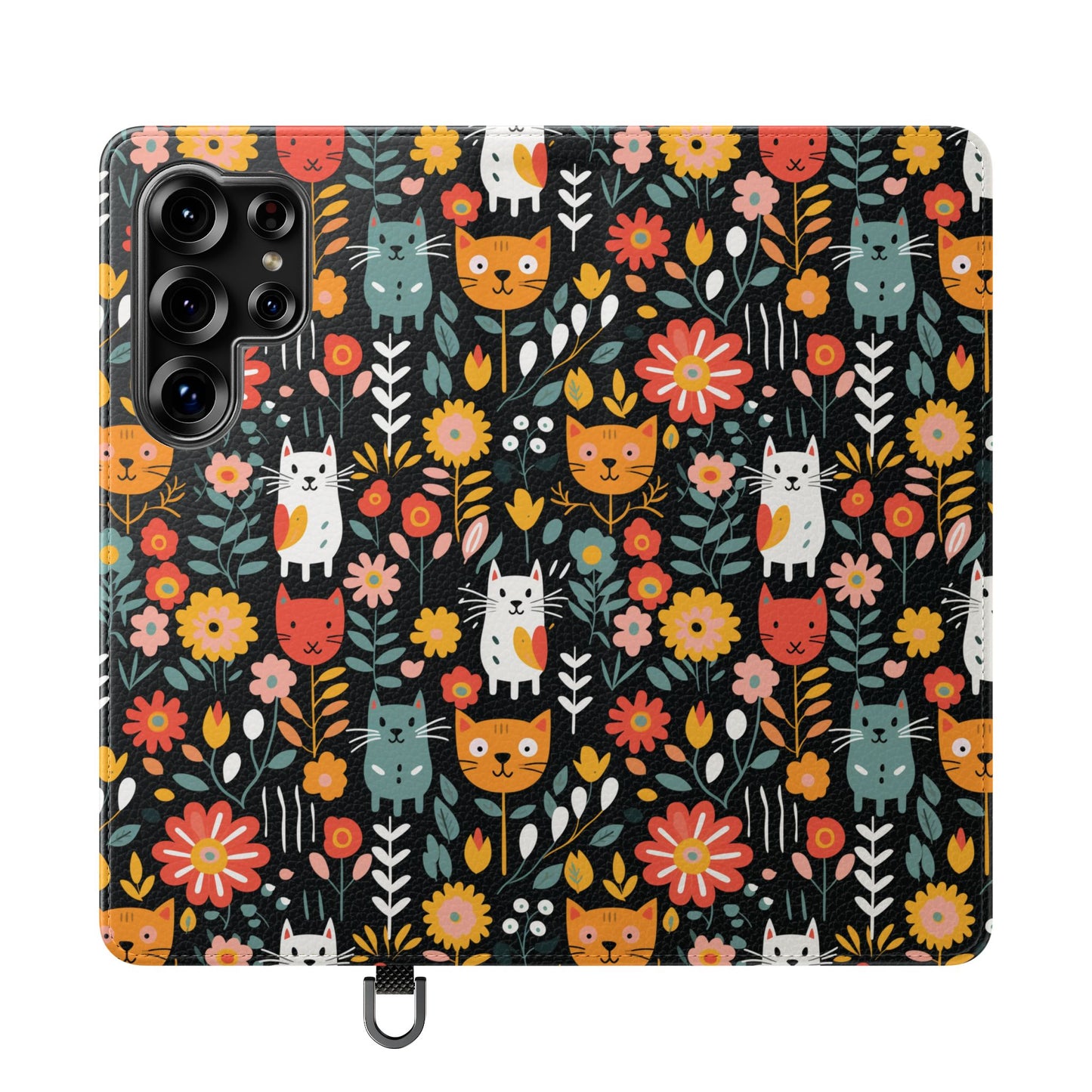 Whimsical Feline Garden iPhone and Samsung Flip Cases