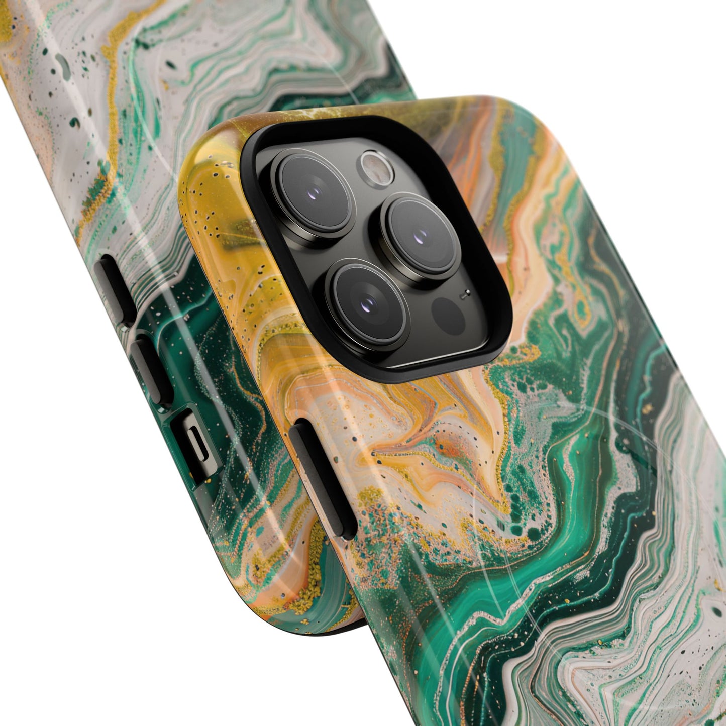Magnetic iPhone Cases with Green Marble Design, Tough Magnetic Cases, iPhone Accessories, Gift for Her, Trendy iPhone Cover