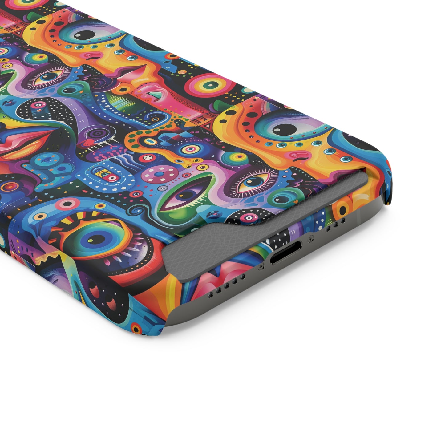 Psychedelic Visions Phone Case with Card Holder - Colorful and Stylish Design for Creatives