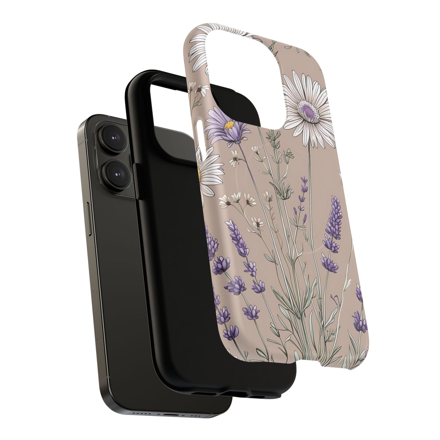 Lavender Floral Tough Magnetic Phone Case | Durable Protective Cover, Flower Design, Gifts for Her, Phone Accessories, Nature Lover