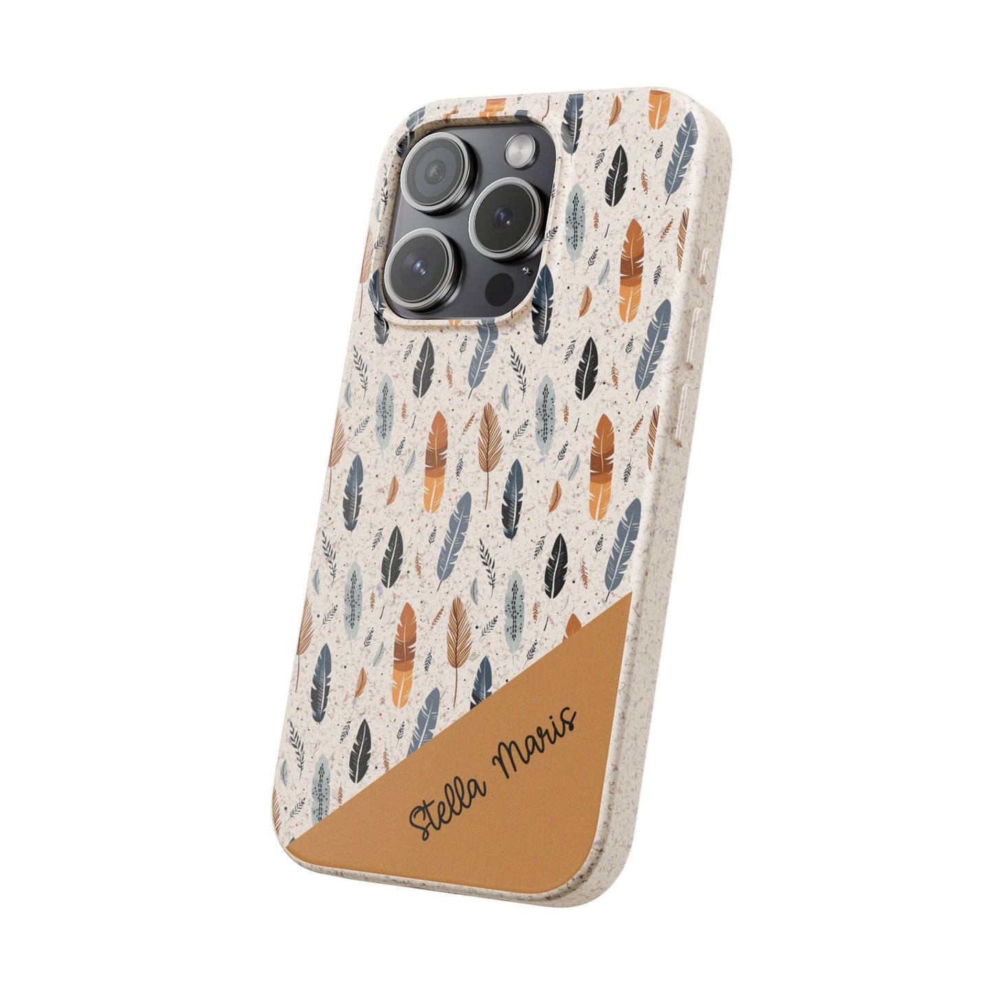 Personalized Whispering Feathers Samsung and iPhone Biodegradable Case, Custom Name Case.