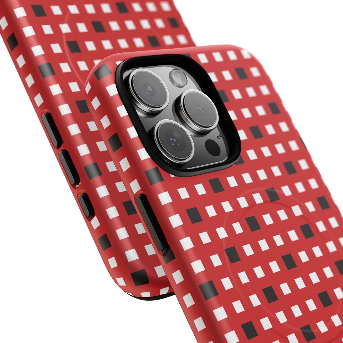 Crimson Gridlock Tough iPhone Magnetic Cases, Durable iPhone Accessories, Gift for Tech Lovers, Modern Design