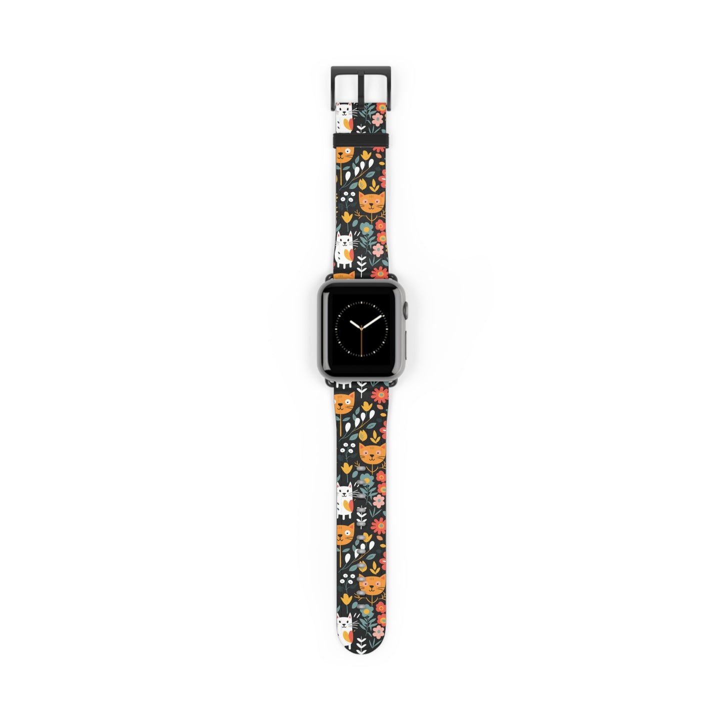 Whimsical Feline Garden Watch Band for Pet and Floral Lovers,
