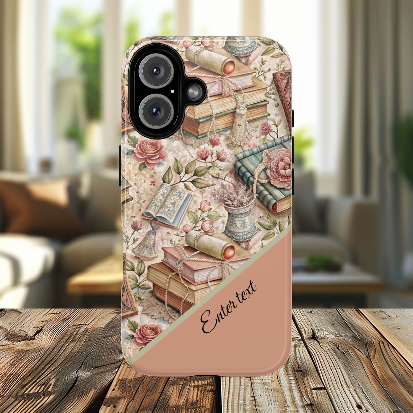 Persoonalized Vintage Book Lover's Tough Magnetic iPhone Case, Literary Gifts, Floral Design, Bookish Aesthetic, Unique Gift for Readers, Protective Case