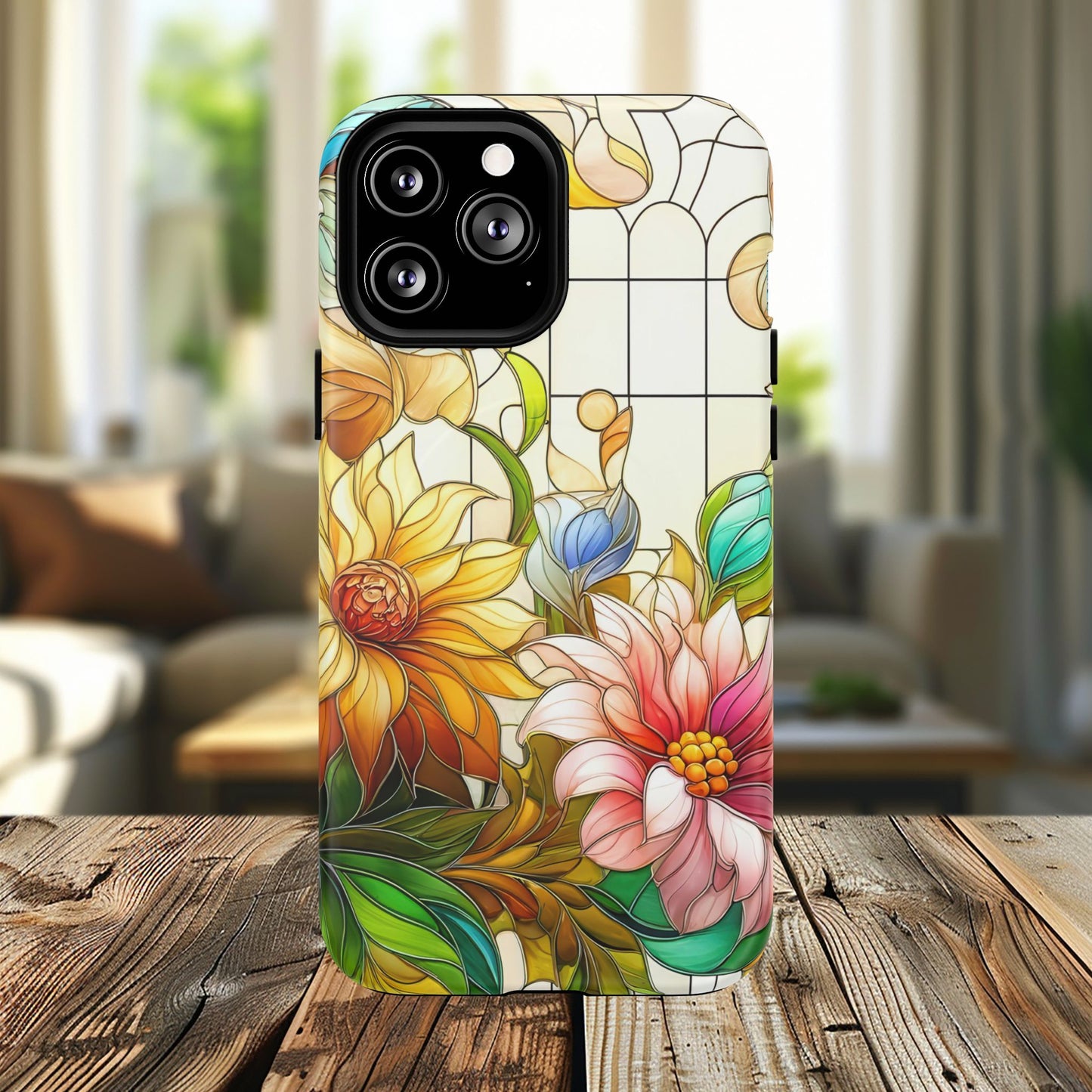 Floral Stained Glass Reverie Tough iPhone Magnetic Case, iPhone Cover, Protective Case, Flower Design, Gift for Her, Nature Lover