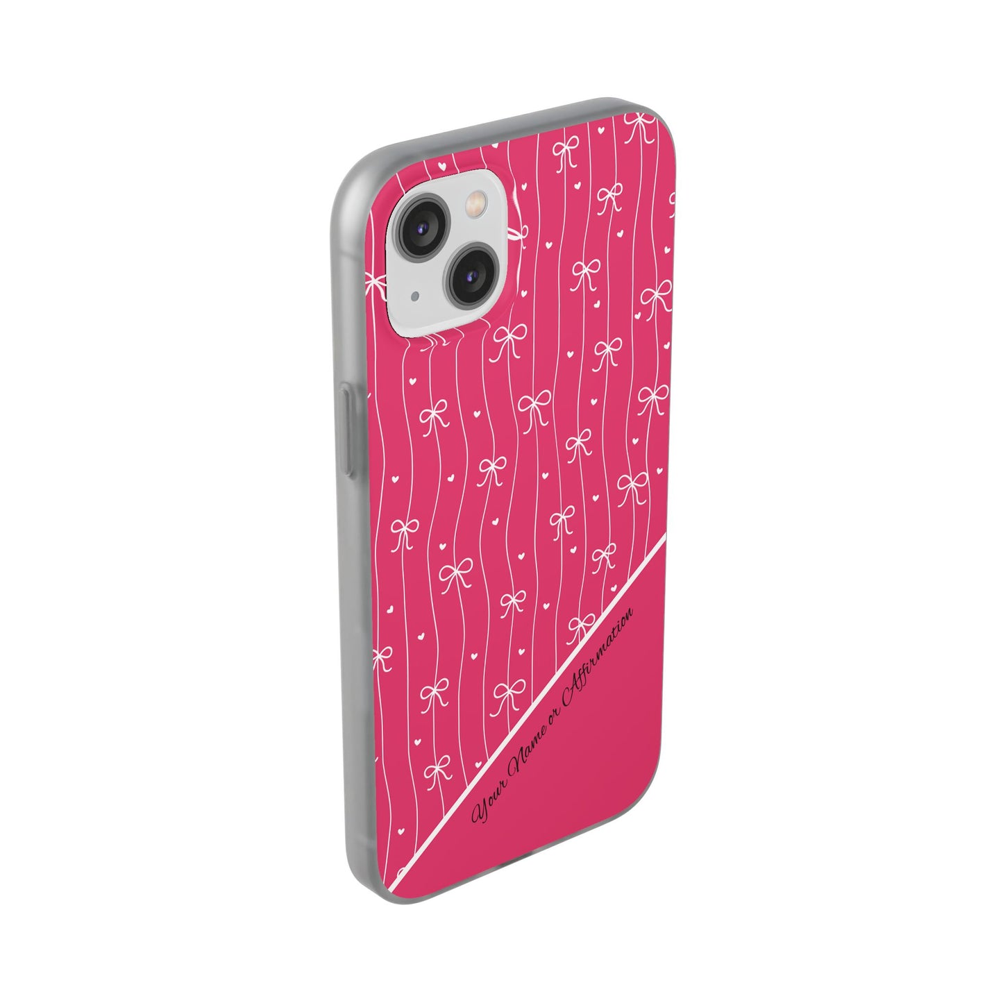 Personalized Pink Bow Coquette Slim Flexi iPhone and Samsung Cases — Custom Name or Affirmation