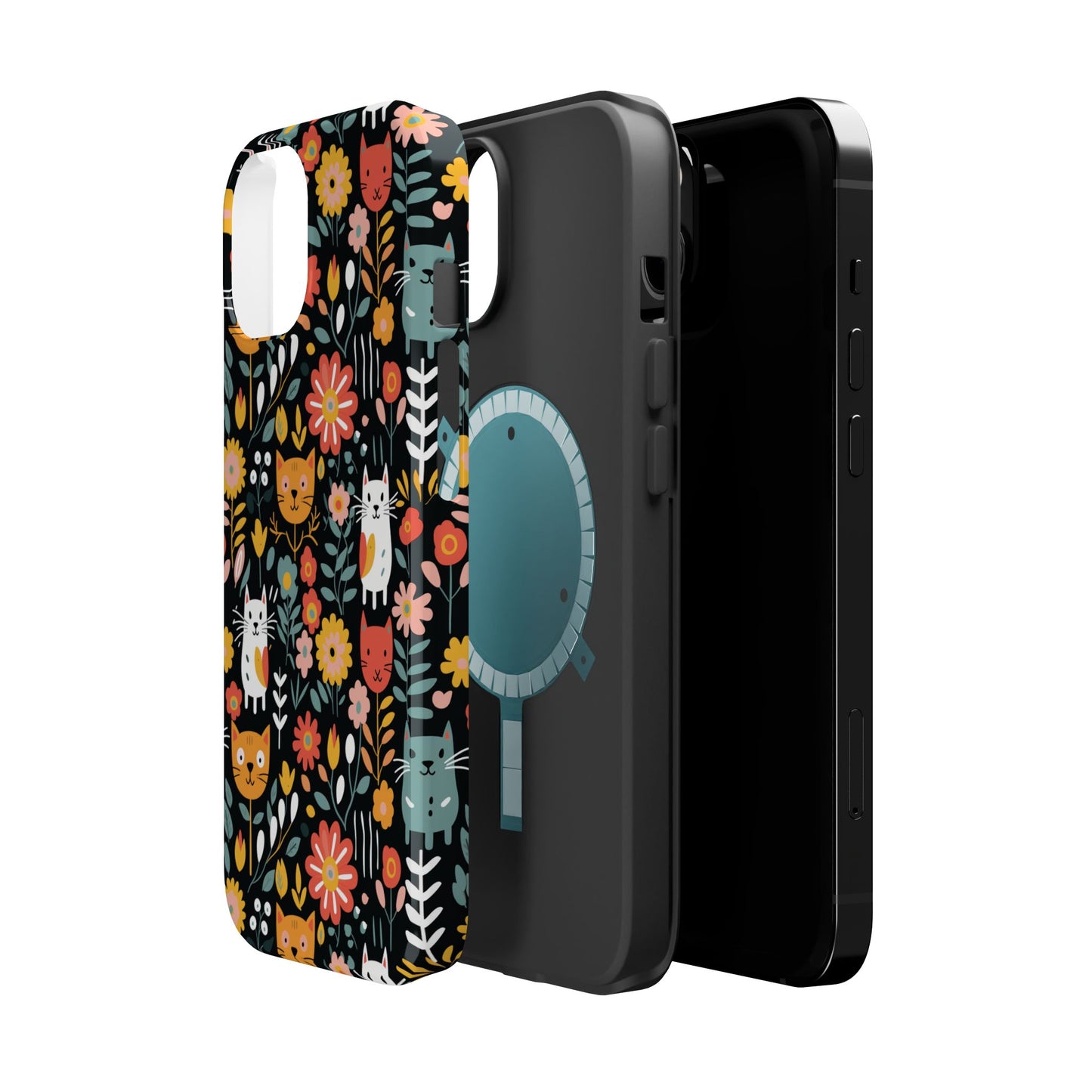 Whimsical Feline Garden Magnetic Tough iPhone Cases