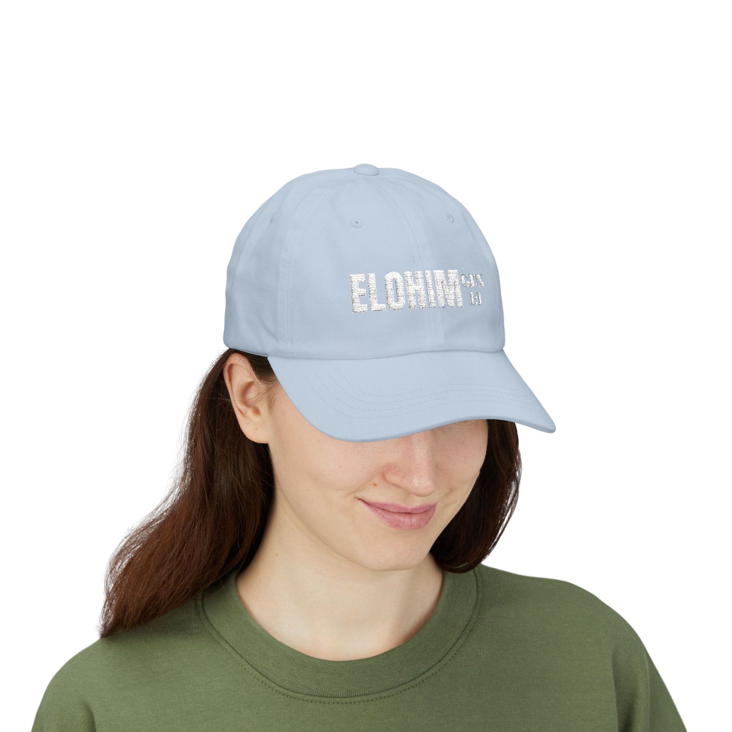 Classic Embroidery Dad Cap with 'ELOHIM, GENESIS 1:1' - Faith-Based Hat, Casual Wear, Gift for Dad, Christian Accessory, Summer Fashion