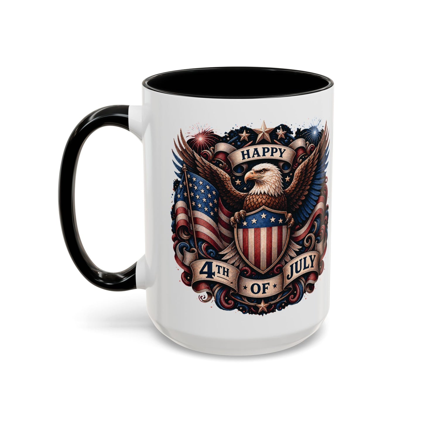 4th of July Eagle Coffee Mug — Patriotic American Flag Accent Mug (11/15oz)