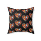 Black Patchwork Heart Spun Polyester Square Pillow