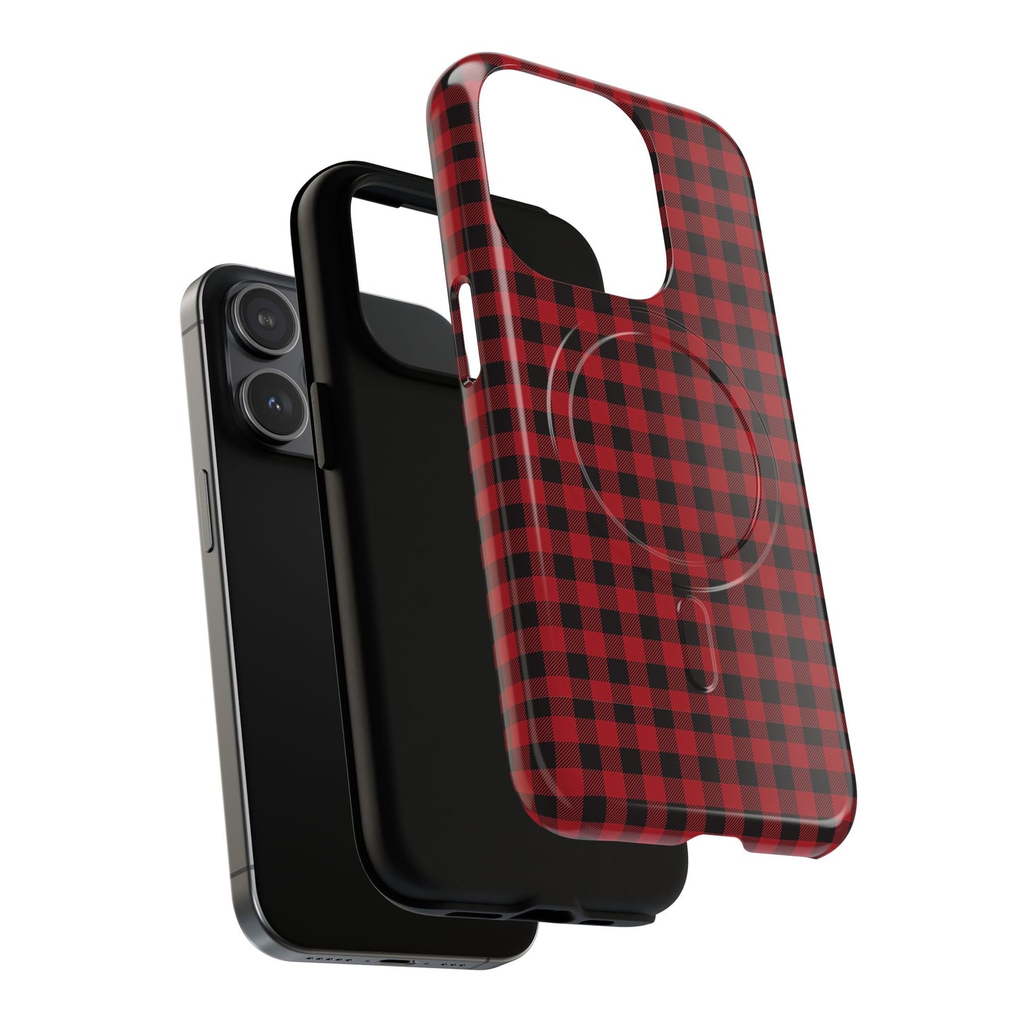 Tough Magnetic Phone Case - Red Plaid, Durable, Stylish Protection for iPhones, Gift for Outdoor Lovers, Unique Phone Cover